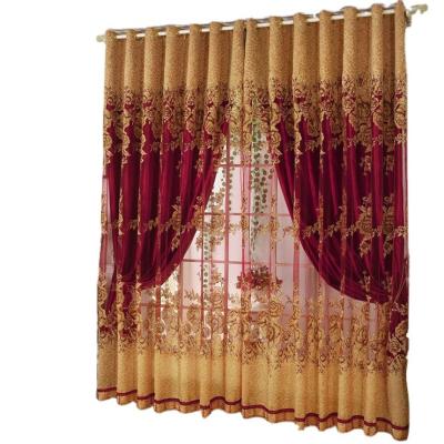 China Blackout Wholesale 2022 Best Selling Embroidery Elegant Floral Classic Style Dubai Blackout Window Curtain For Living Room for sale