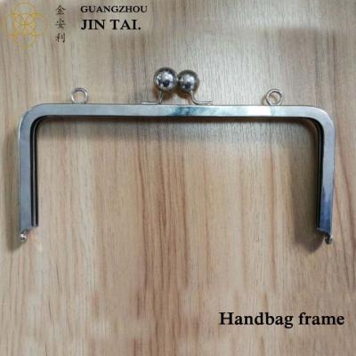 China Classic 8x3 inches large silver clutch frame with chain loops on top metal handbag purse frame for sale