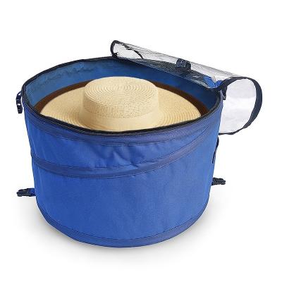 China Hats Storage Tall Pop Travel Hat Bag With Lid For Large Round Hats Storage for sale