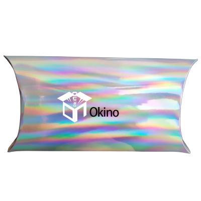 China Free Sample Recyclable Custom Medium Holographic Exquisite Pillow Gift Box Cardboard Packaging Boxes for sale