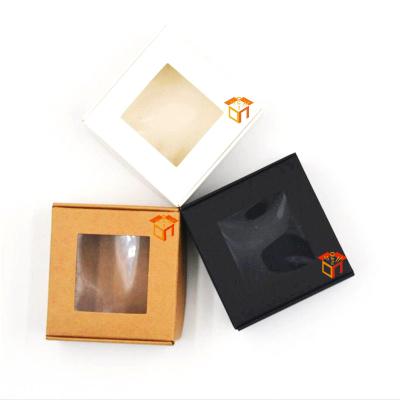 China Recycled Materials Like Cheap Gift Packaging Brown Foldable Kraft Paper Boxes Customized Packaging Box With Transparent PVC Window for sale