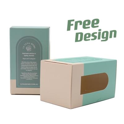 China Low Moq Recyclable Soap Package Free Design Folding Paperboard Packaging Cardboard Boxes Custom With Plastic Window for sale