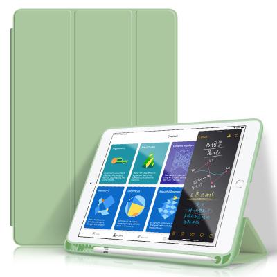 China Hard Case For iPad Air4/5 10.9 Inch TPU Solid Color Soft Shell With Pen Slot Can Be Folded Three Times Tablet Case for sale