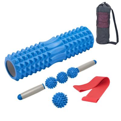 China Durable 45CM 5PCS Set Gym Home Cavity Spike Yoga Column Massage Stick Fascia Ball Set Pilates for sale