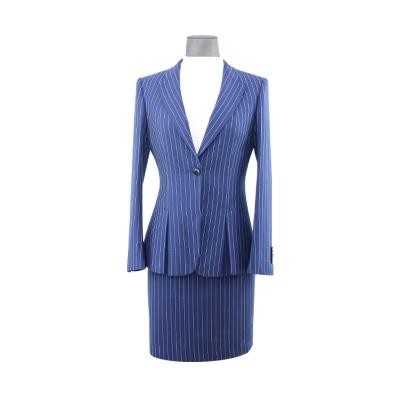 China Anti-wrinkle sell well slim fit ladies office wear skirt suit custom stripes elegant suit for woman for sale