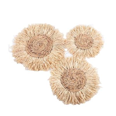 China 100% Handmade Hot Selling Handmade Sea Grass Round Wall Decorations For Home Decoration for sale