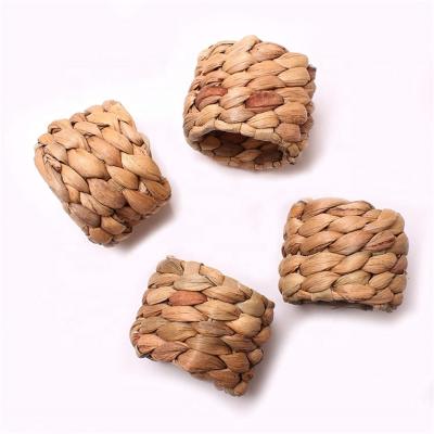 China Water Hyacinth Rope Vintage Style Wedding Decoration Viable Napkin Rings for sale