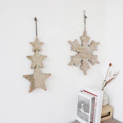 China Europe Lasercut Wooden Star And Tree Shape Hanging Ornament For Christmas Tree Ornament for sale