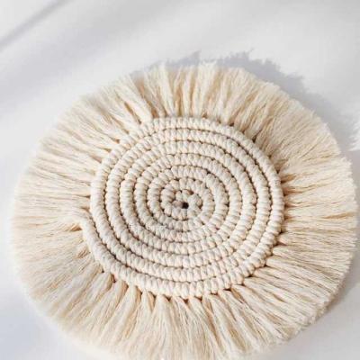 China Viable posavasos cotton macrame tea coasters rope cup coasters boho coffee coasters handmade place mat for home decorative for sale