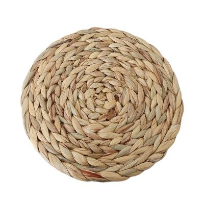 China Water Hyacinth Round Natural Woven Cotton Place Mats Eco Friendly Durable Washable Area Rugs for sale