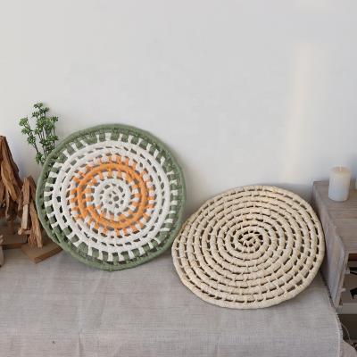 China Wholesale Sustainable Natural Round Woven Rattan Place Mat Plant Plankton Wicker Place Mats for sale