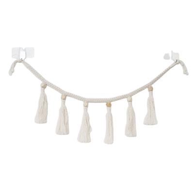 China Minimalist Handmade Woven Macrame Tassel Garland Banner Wall Hanging Kids Wall Art For Home Decor for sale