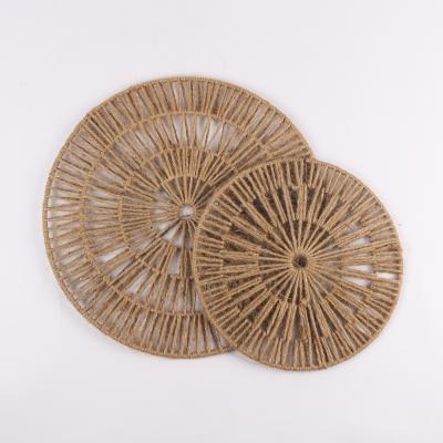 China Jute Rope Place Mat Wall Hanging Bohemian Unique Handmade Woven Natural Flat Dish Baskets Round for Home Decor Wall Art for sale