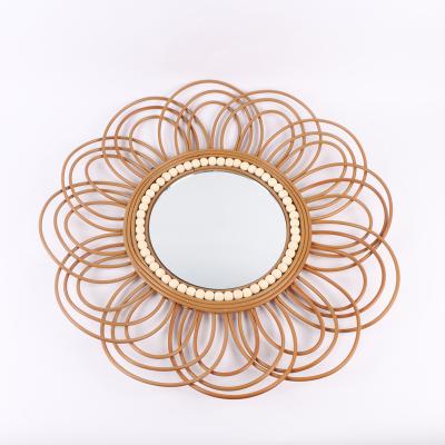 China Hand made modern decoration wall mirror flower bamboo environmental protection living room home decoration for sale