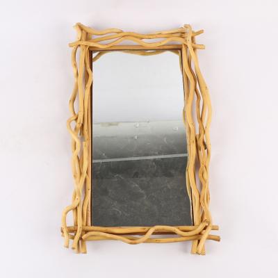 China Reasonable High Quality Modern Home Decor Price Handcrafted Decoration Bamboo Mirror Raffica Wall Mirror for sale