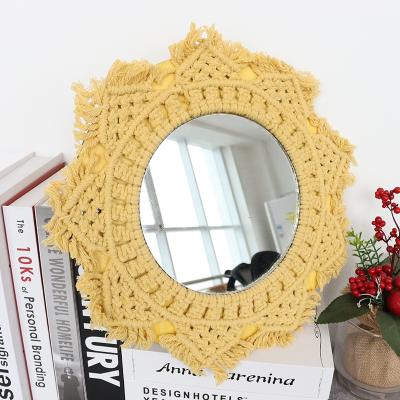 China Round Handmade Macrame Mirror Wall Hanging Bohemian Wall Hanging for Home Decor for sale