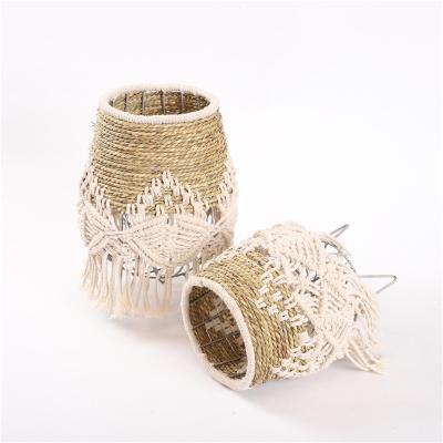 China Grass Decoration Minimalist Natural Handmade Cotton Grass Lantern for sale