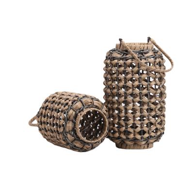 China New Design Home Decoration PP Rattan Lantern With Handle For Home Decoration for sale