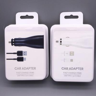 China 2 in 1 15W mini USB car charger set fast charging adapter + 1.2m usb c c cable for samsung s8 s10 with original retail box for s8 s10 for sale