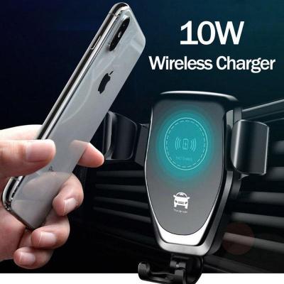 China 360 Degree Rotating Mobile Phone Q12 Wireless Car Mount Holder 10w Qi Wireless Fast Car Charger for sale