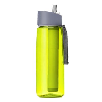 China Sustainable Outdoor Survival 650ml Filtration Water Bottle Purifier Camping Equipment Hiking Accessories for sale