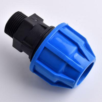 China PE Pipe Male Thread Plastic Quick Connector Adapter Connecting Straight Blue Black Blue Pipe Fittings For Irrigation for sale