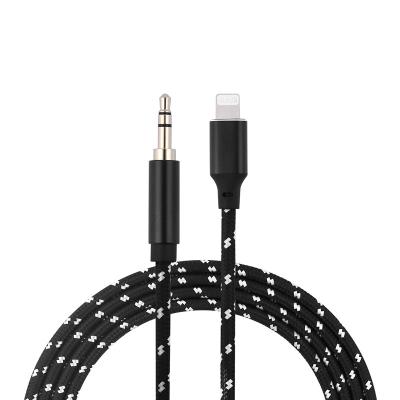 China Car Nylon Braid For Lightning To 3.5mm Earphone Jack Audio Aux Splitter Earphones Cable IOS for sale