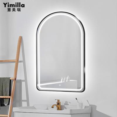 China Yimilla Front Dimming Light Luxury Modern Fashion Illuminated Custom Aluminum Bathroom LED Mirror for sale