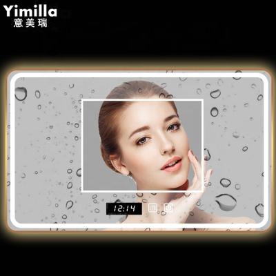 China Yimilla Luminous Custom Works Vanity Demister Backlit Bathroom Smart Wall Mirrors for sale