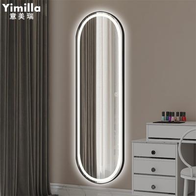 China Custom Size / Function Frame Smart LED Illuminated Black Aluminum Dressing Mirror for sale