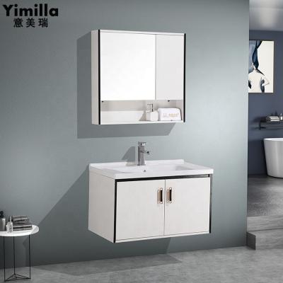 China Yimilla Modern Multilayer Wooden Ceramic Basin Sink Furniture Bathroom Vanity Cabinet for sale