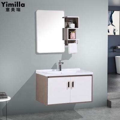 China Modern Chinese Plywood Modern Bathroom Vanity Cabinet With Ceramic Basin Sink for sale