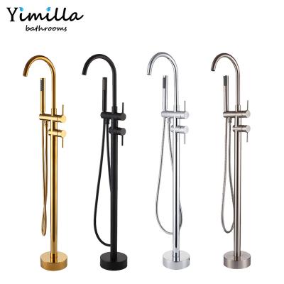 China Without Slide Bar Brass Faucet Modern Shower Bathtub Faucets Floor Freestanding Bath Faucet for sale