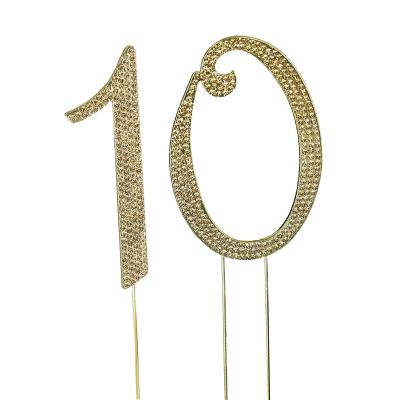 China Factory direct sales 1pc glitter alloy rhinestone number cake toppers birthday/anniversary/wedding for sale