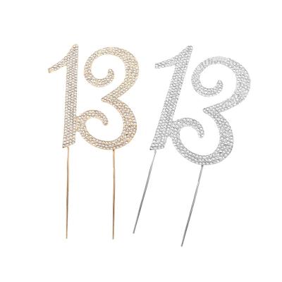 China High Quality Cake Topper Alloy Number 13 Birthday/Anniversary/Wedding Full of Crystal Rhinestone for sale