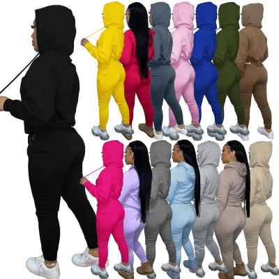 China Breathable Factory Manufacturer Custom logo jogging suits plain hoodies & sweatshirts women two piece set for sale