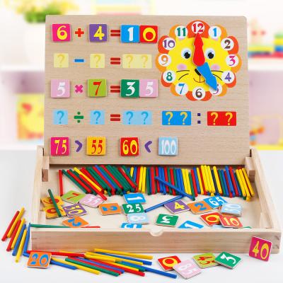 China Count Go Educate Gift Blackboard Counting Wooden Stick Clock Math Game Count Box for sale