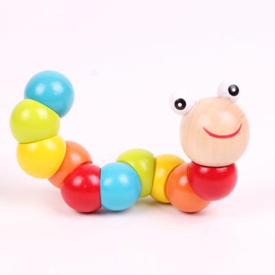 China DIY Practice Educational Children's Toys With A Variety Of Colorful Wooden Animal Doll Twist Insects for sale