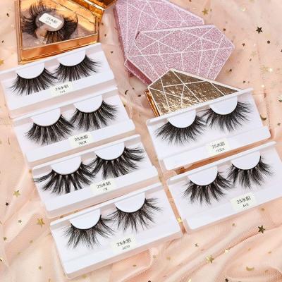 China Hot Selling Winged 25mm Fluffy Dramatic Curly Fluffy Mink Eyelashes 3d With Highlights Custom Packing for sale