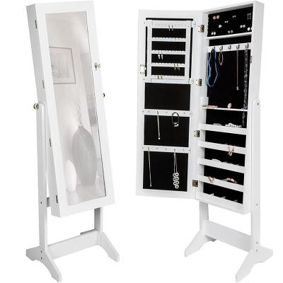 China (Other) Standingr Adjustable Household Furniture Jewelry Cabinet Hot Sale Mirrored White Vertical Spot for sale