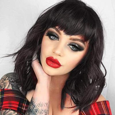 China XUANRAN New Style Nature Wave XUANRAN Cheap Colorful Black Resistant Synthetic Short Bob Wig With Bangs Heat Curls/Straight Wig For Black Women for sale