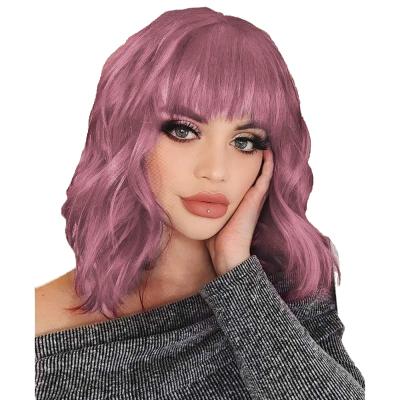 China XUANRAN Natural Soft Women's Wig High Temperature Synthetic Bob Wigs With Flat Neat Bangs Natural Curl/Straight Wigs For Women Wholesale for sale