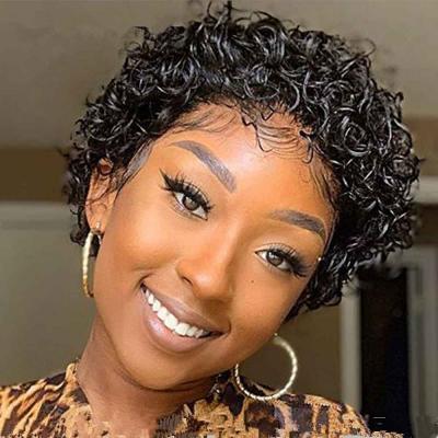 China Natural Black Short Comfortable Thick Soft Soft Bob Hair Deep Wave Wig Hd Lace Up Synthetic Lace Front Wig For Black Women for sale