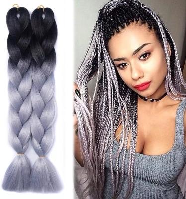 China Jumbo Fluffy African Hair Women Crochet Hair Braids Wigs Two Color Thick Soft Thick Gradients Synthetic Braiding Extension for sale