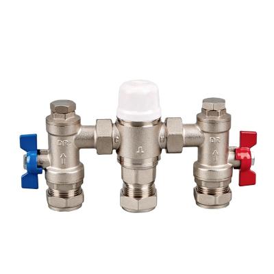 China ANTI-SCALD Water Heater General Temperature Thermostatic Brass Mixing Valve With Ball Valve for sale