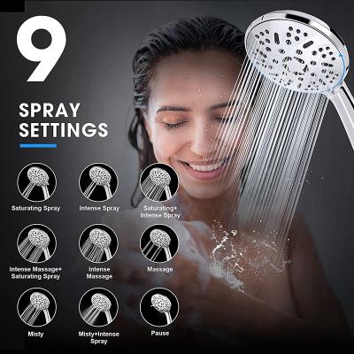 China With Functional Diverter 9 Jet High Pressure Hand Held Shower Head Set for sale