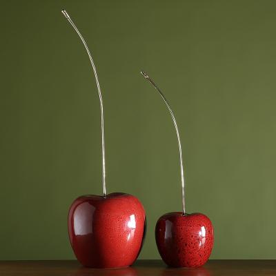 China Europe Large Modern Porcelain Cherry Sculpture Ceramics Fruit Home Decoration for sale