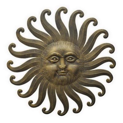 China Europe Outdoor Bronze Cast Sun Face Wall Sculpture Metal Sunflower Garden Ornament for sale