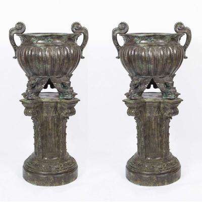 China Europe Antique Middle Ages Flower Pot Metal Cast Iron Garden Bronze Flower Pot for sale