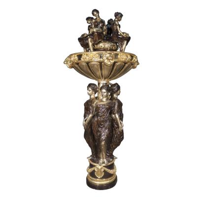 China Europe Bronze Water Fountain With Woman Statues Metal Gild Garden Sculpture for sale